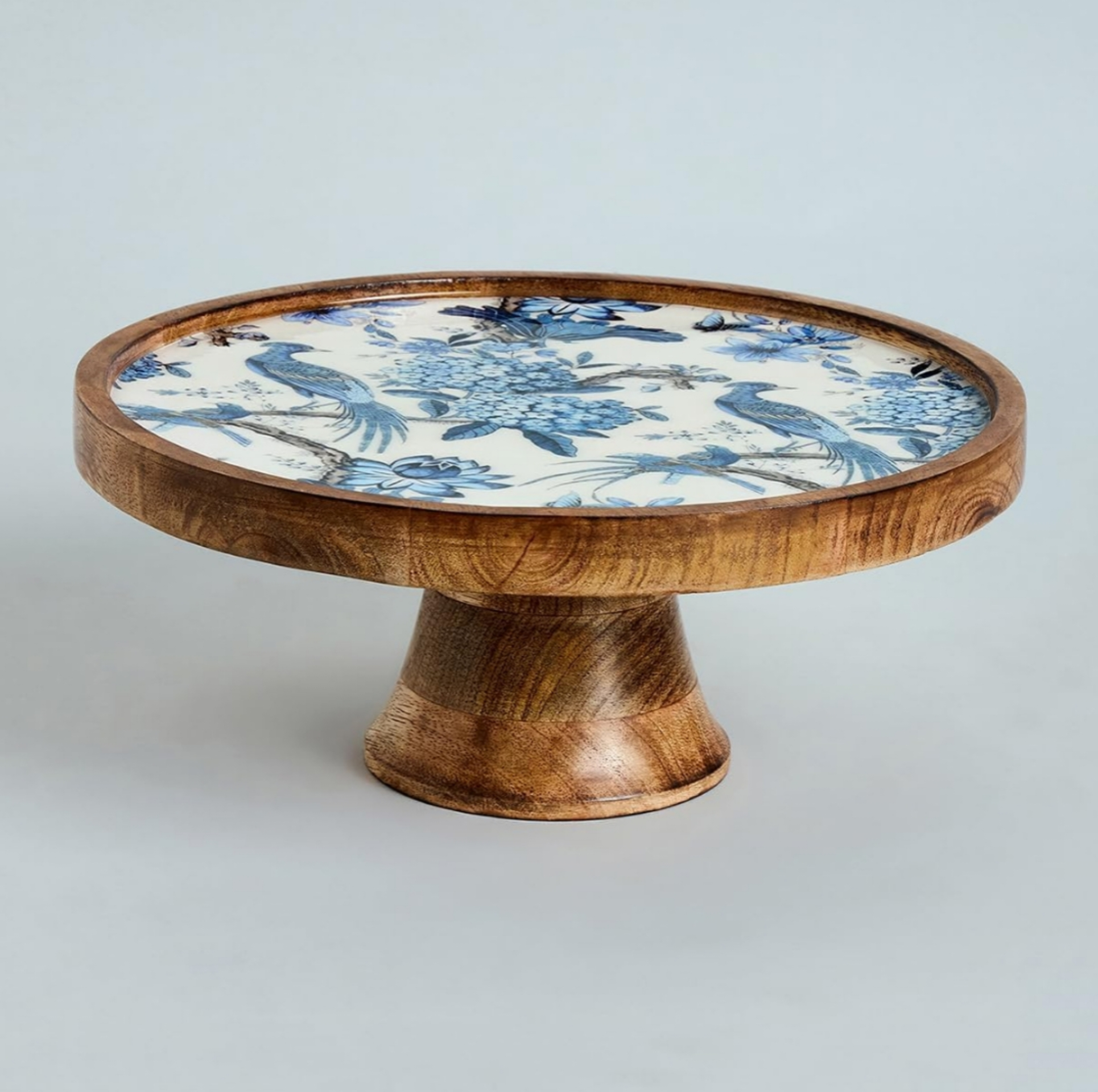 Decorative Mango Wood Serving Cake stand (Peacock Printed)